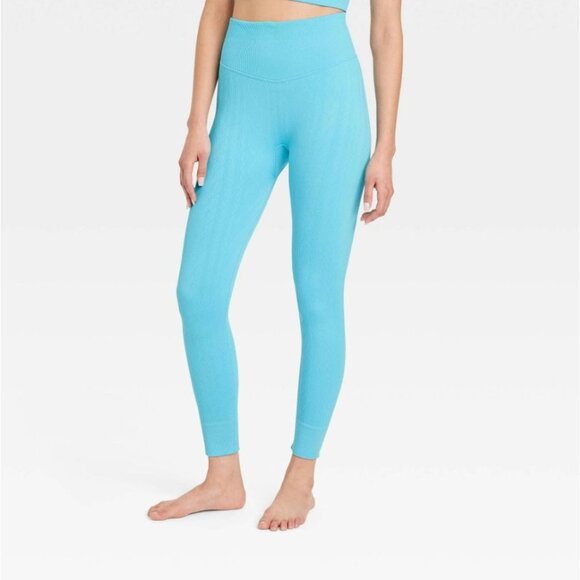 JoyLab Women's Seamless Cable Knit 7/8 Leggings Sky Blue Size Medium - Picture 1 of 7